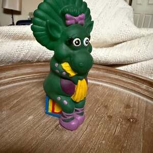 Vintage 1992 Barney the Dinosaur Baby Bop 7" Coin Bank with Stopper